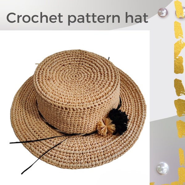 Crochet hat pattern, Easy hat PATTERN, Sun hat pattern, Womens hat pattern, Straw hat womens, Large straw hat, Womens summer hat