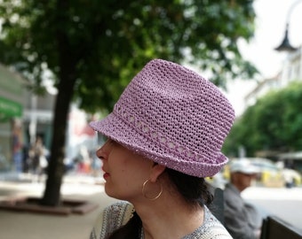 Patrón de sombrero fedora de ganchillo, Patrón de sombrero fedora, Patrón de sombrero de ganchillo, Patrón de sombrero fedora en PDF, Fedora de ganchillo, Sombreros fedora para mujer