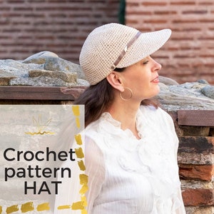 Baseball cap pattern, Сap pattern, Сrochet cap pattern, Сrochet hat pattern, Newsboy Hat Crochet Pattern
