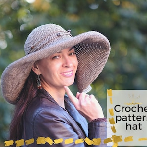 Crochet hat pattern, Easy hat PATTERN, Sun hat pattern, Womens hat pattern, Straw hat womens, Large straw hat, Womens summer hat