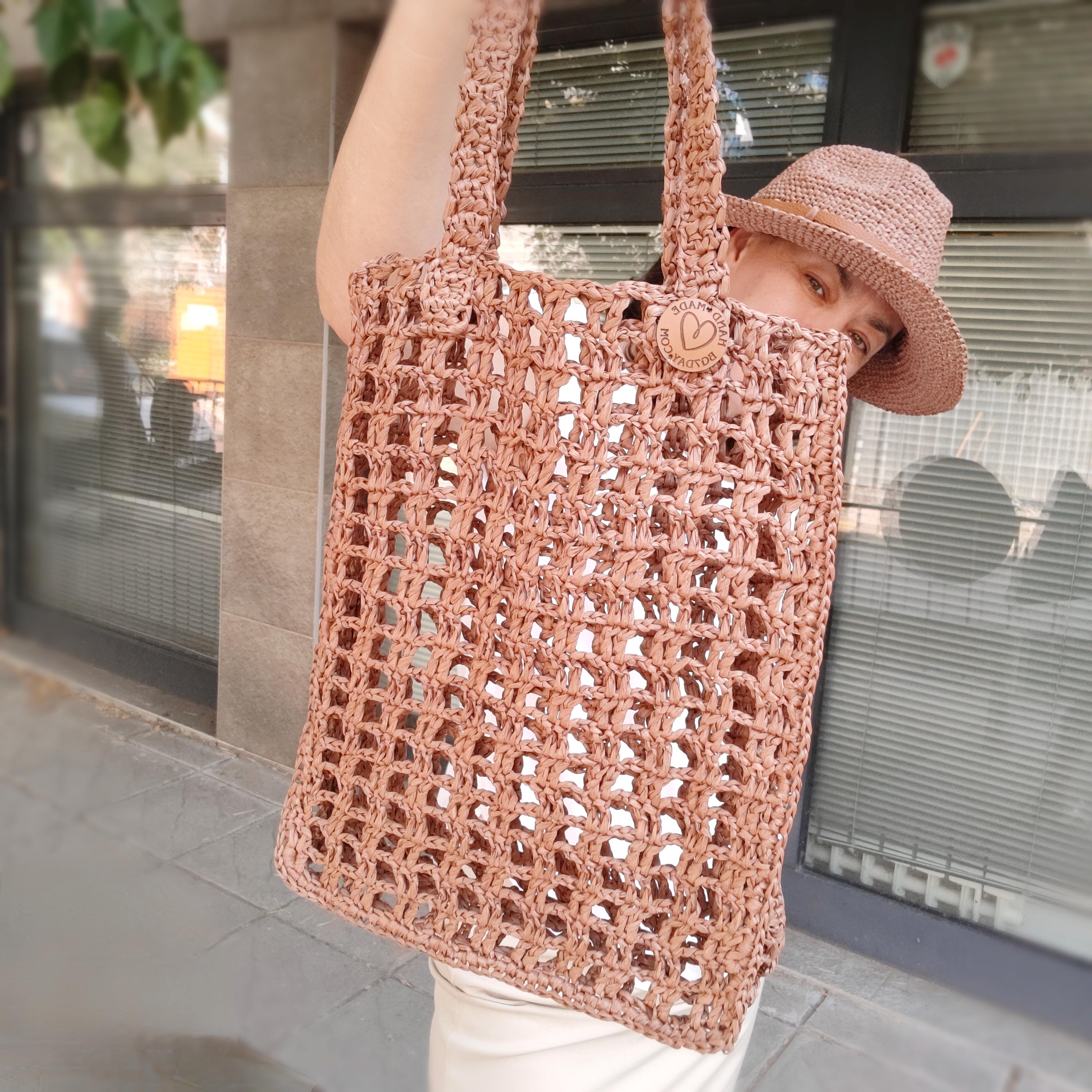 Straw Sun Hat and Mesh Tote Bag Set Large Fedora Vacation Travel Essentials Straw Hat Tote Bag, Vacation Travel Carry On, Raffia Tote - Etsy main image 3