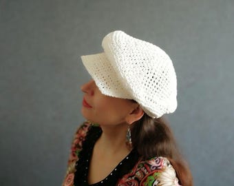 Newsboy hat crochet pattern, Сrochet cap pattern, Summer crochet hat, Newsboy hat pattern, Womens hat pattern, Crochet pattern hat women