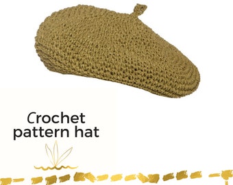 Сrochet summer hat pattern, Crochet pattern hat, Beret pattern Pdf , Crochet hat, Crochet sun hat pattern