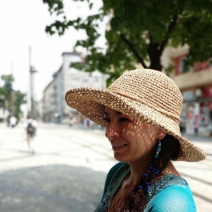 Panama summer hat with large brim, Vacation hat Cloche hat, Sun hat, Large brim hat Sun hat womens, summer slouchy panama