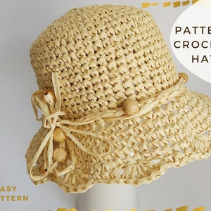 crochet sun hat pattern, crochet bucket hat,  bucket hat pattern, bucket hat crochet, raffia hat pattern, crochet summer hat pattern,