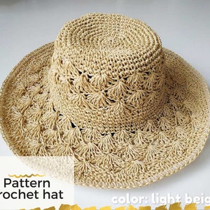 Video pattern, Crochet sun hat, Hat pattern pdf, Crochet pattern hat, Raffia hat, Crochet hat pattern, Cochet hat pattern women, PATTERN hat