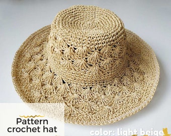 Video pattern, Crochet sun hat, Hat pattern pdf, Crochet pattern hat, Raffia hat, Crochet hat pattern, Cochet hat pattern women, PATTERN hat