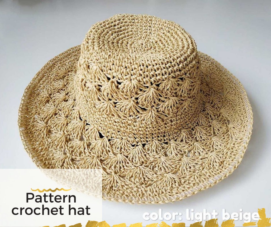 Video Pattern, Crochet Sun Hat, Hat Pattern Pdf, Crochet Pattern Hat, Raffia  Hat, Crochet Hat Pattern, Cochet Hat Pattern Women, PATTERN Hat 