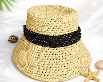 crochet summer hat pattern, crochet bucket hat pattern, pdf crochet pattern, pdf crochet pattern, raffia hat pattern, wide brim straw hat,