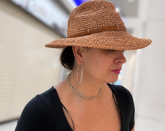 Patrón de sombrero de crochet, patrón de sombrero de crochet, sombrero fedora para hombre, patrón de crochet, patrón de sombrero en PDF, patrón de sombrero para el sol, sombrero de rafia
