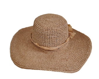 Cappello di paglia largo, Cappello da sole da donna, Cappello estivo, Con tesa larga, Cappello di paglia grande, Cappello di paglia da donna, Cappello da sole in rafia, Cappelli estivi da donna