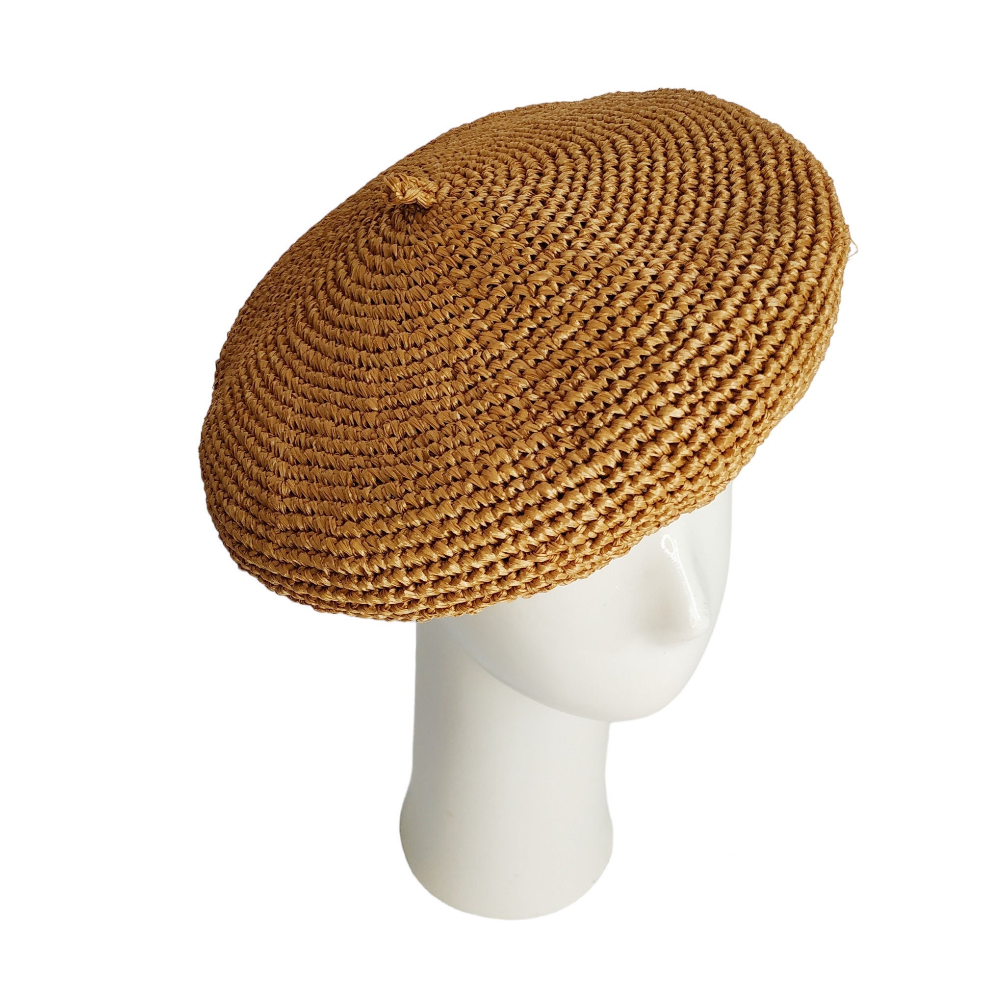 French Beret, Beret Hat, Straw Beret, Cute Beret, Natural 