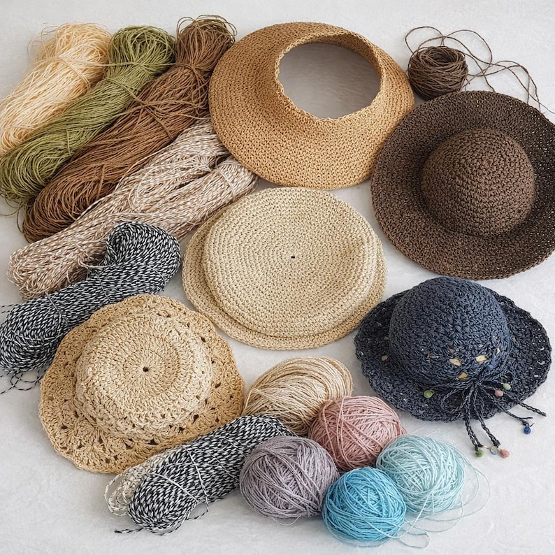 rafia yarns, Yarn for Crochet, yarn sale, yarnart, raffia yarn, summer yarn, raffia for hat, raffia for bag image 1