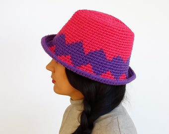Patrón de sombrero fedora de crochet, Patrón de sombrero de crochet, Patrón de sombrero fedora de crochet, Patrón de sombrero de mujer, Patrón de sombrero de crochet