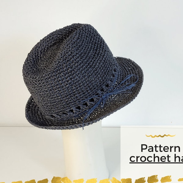 Crochet fedora hat pattern, Fedora hat pattern, Crohet hat pattern, Fedora hat pattern pdf, Crochet fedora, Fedora hats for women