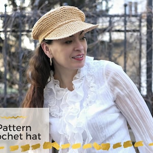Newsboy hat crochet pattern Visor patternWomens hat pattern Crochet pattern hat women Instant download hat