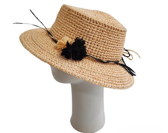 boater hat,  straw hats, straw boater hat, Raffia summer hat, sun hat, straw hat