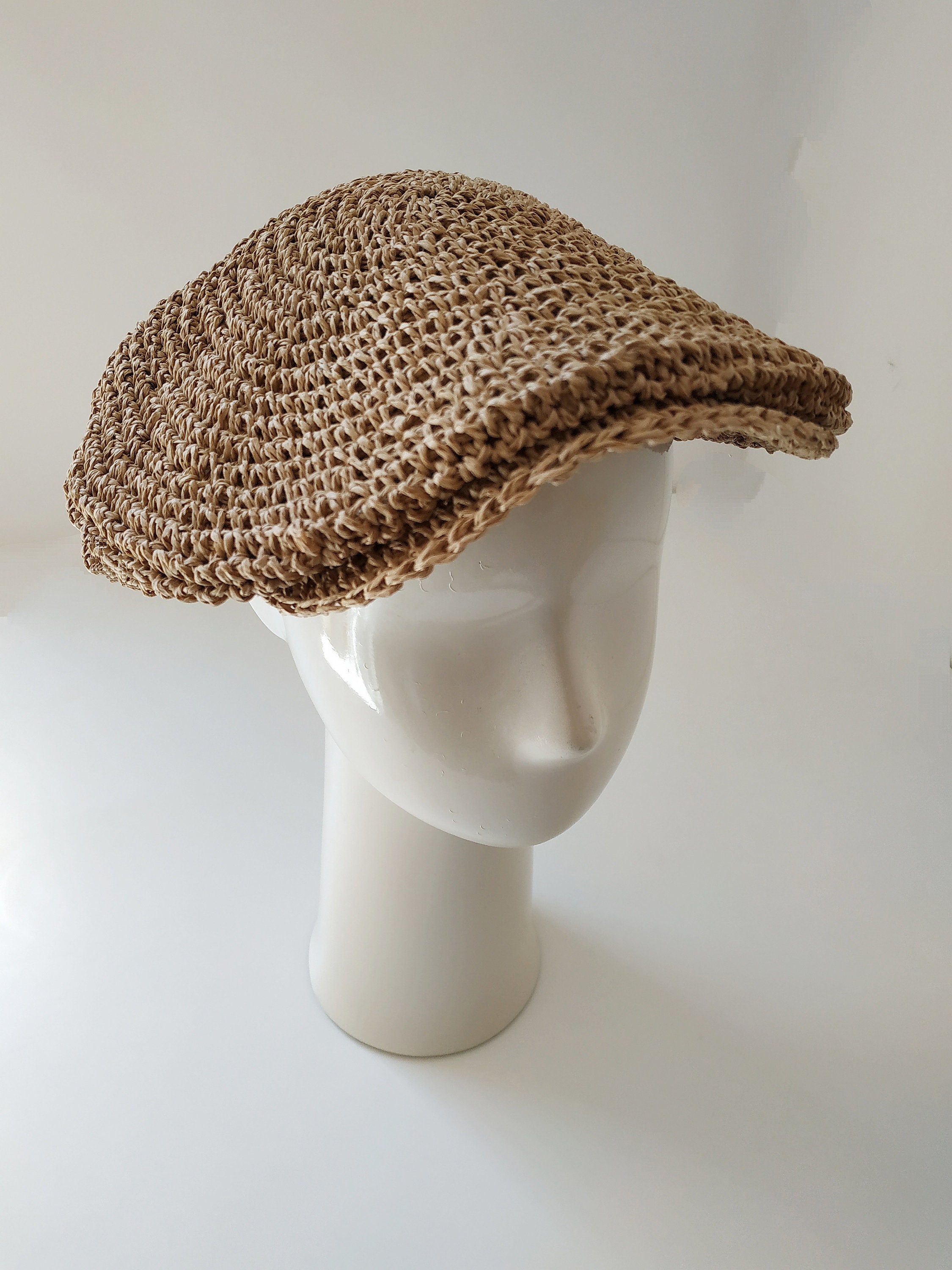 Straw hat men Men's cap summer Men's straw hat Newsboy Etsy