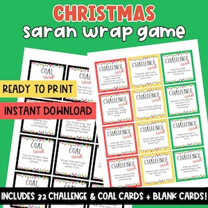 Weihnachts-Verpackungsspiel mit Kohle und Herausforderung - Weihnachtsspiele - Druckbare Spiele