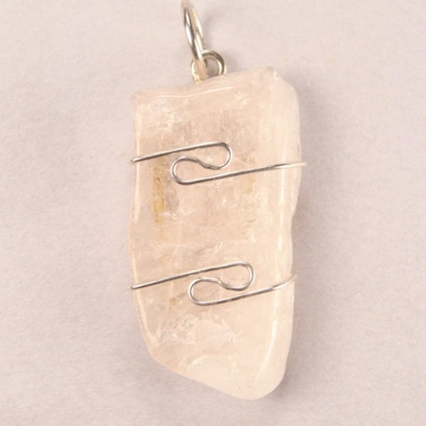 1.2"/30mm Morganite (Goshenite) wire wrapped Pendant #1215