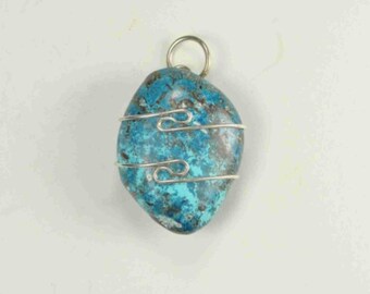天然クリソコラのワイヤーラップペンダント - Etsy 日本