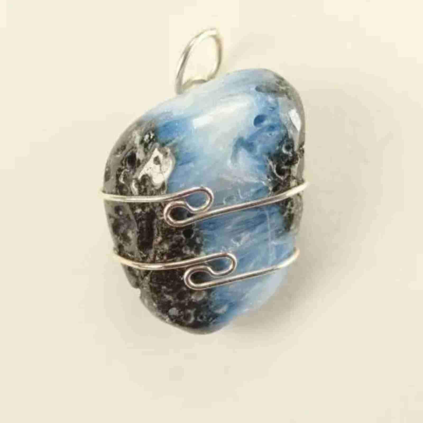 0.9"/24mm Glacierite wire wrapped Pendant #825
