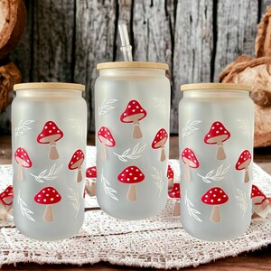 Mushroom 16oz Frosted Libby Glass Can