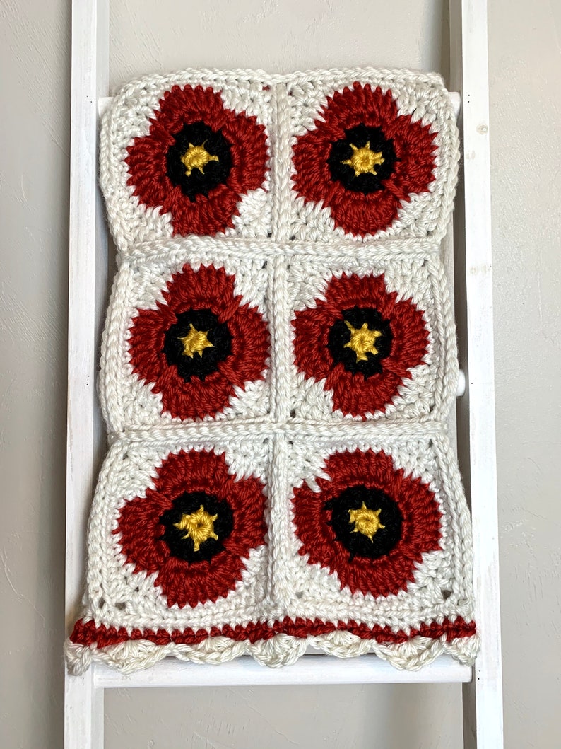 CROCHET PATTERN Poppy Flower Granny Square Blanket digital Etsy