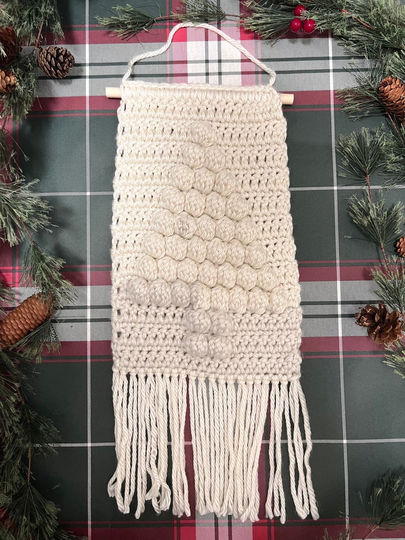 Gehaakte kerstboom muur opknoping Beige