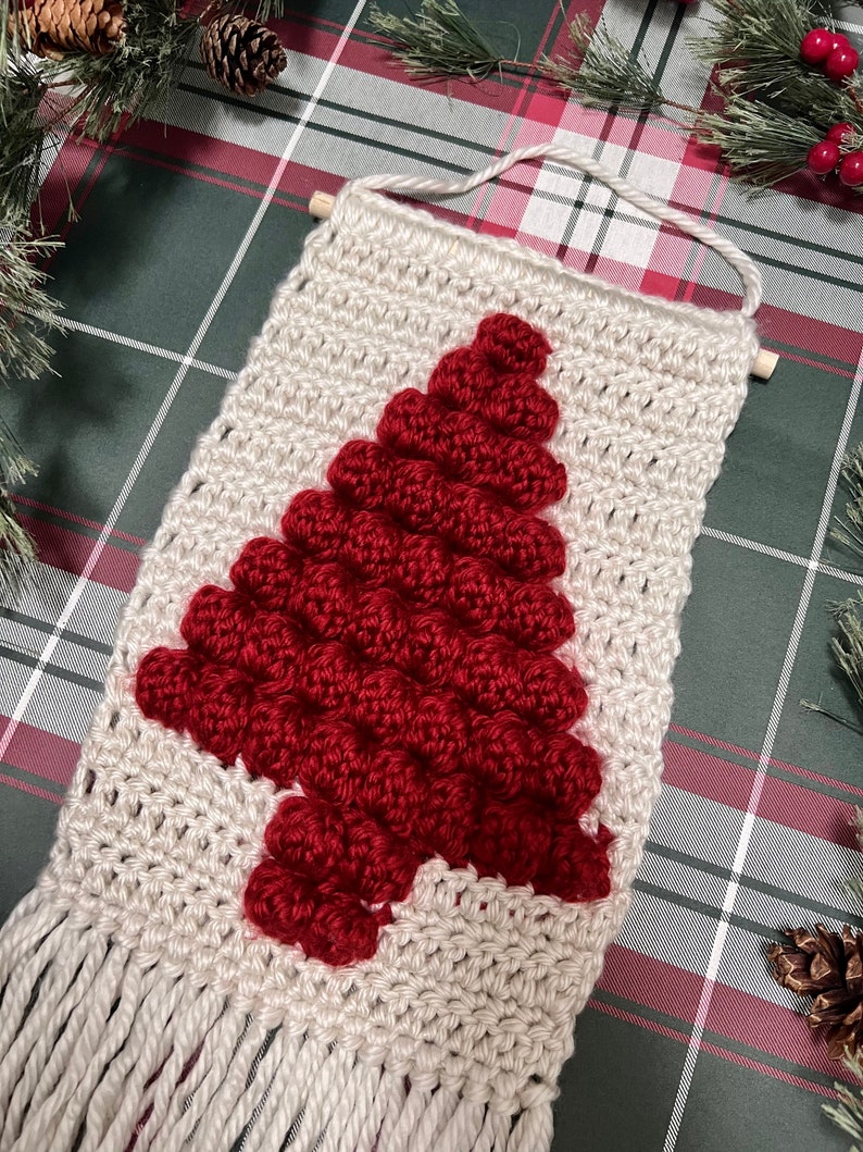 Gehaakte kerstboom muur opknoping afbeelding 4