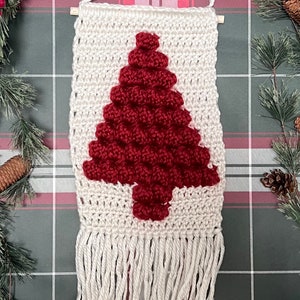 Gehaakte kerstboom muur opknoping Rood