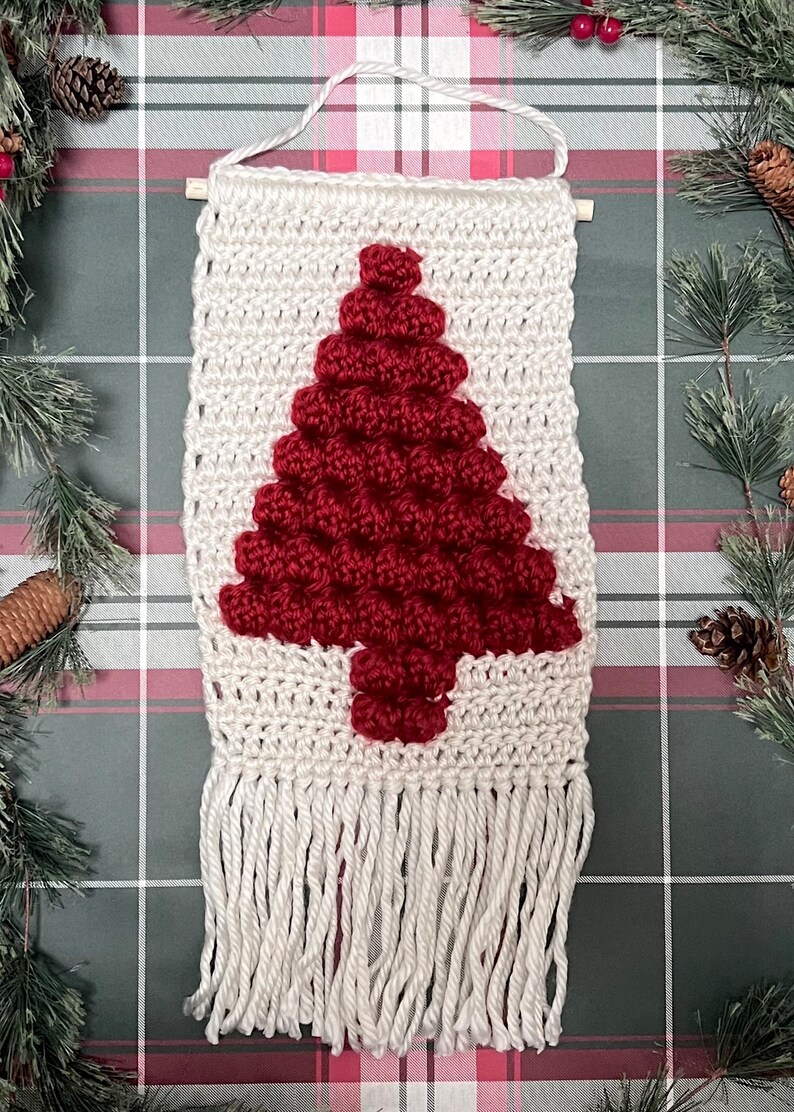 Gehaakte kerstboom muur opknoping Rood