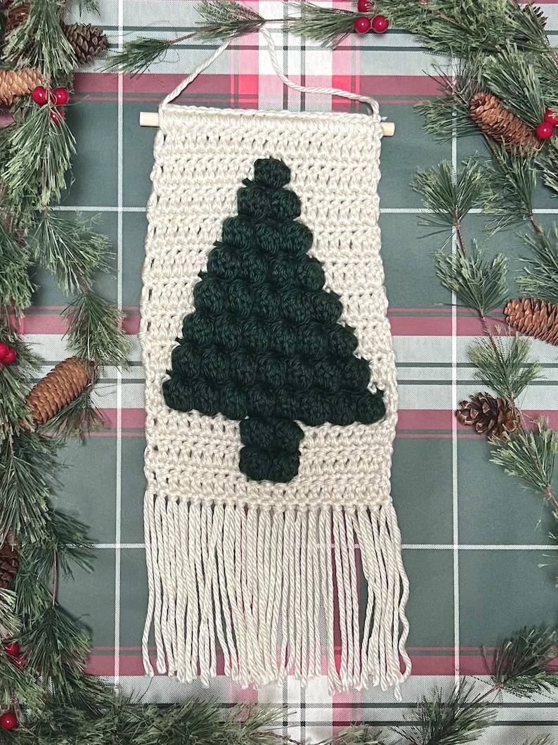 Gehaakte kerstboom muur opknoping Groen