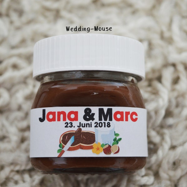 25x Nutella Labels voor 25g Gift Naam bruiloft gunsten bruiloft gunsten weggeefcadeau Sticker zelfklevend gepersonaliseerd