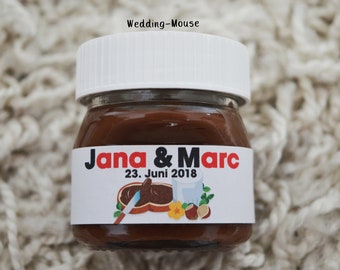 25x Nutella Etiketten für 25g Gastgeschenk Namen wedding favors wedding favours giveaway gift Sticker adhesive personalised