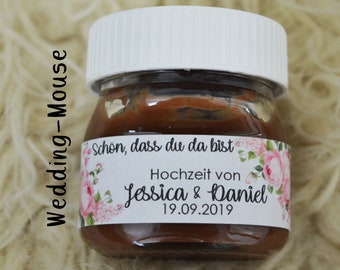 25x Nutella Mini Etiketten für 25g Gastgeschenk Hochzeit Vintage Giveaway Wedding favor gift Blumen personalised