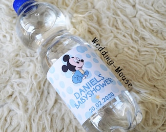 20x Etiketten für Wasserflaschen Babyparty Baby Party Babyshower Shower Disney Mickey Minnie Mouse Micky Maus Junge Boy Gastgeschenk Wasser