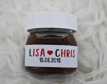 25x Nutella Mini Etiketten für 25g Gastgeschenk Hochzeit Vintage Giveaway Wedding favor gift personalised