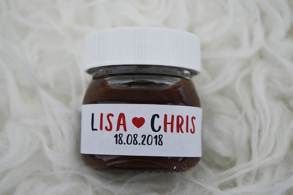 Mini Nutella Custom Bonbonniere Tags Custom Gifts Wedding Favours