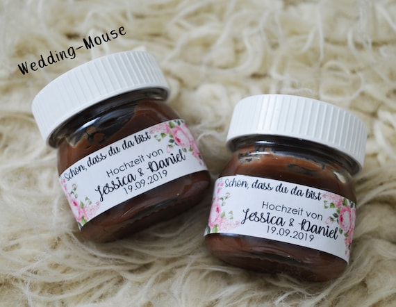 25x Nutella Mini Labels for 25g Guest Gift Wedding Vintage Giveaway Wedding  Favor Gift Flowers Personalized 