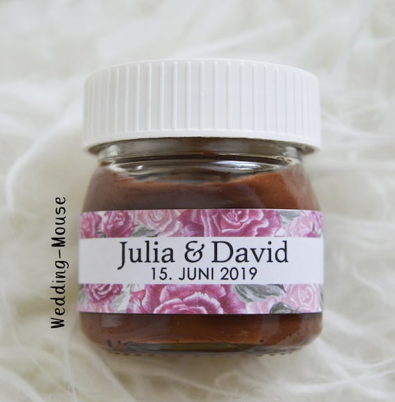 25x Nutella Mini Labels for 25g Guest Gift Wedding Vintage Flowers  Personalised Favour Flowers Romantic 