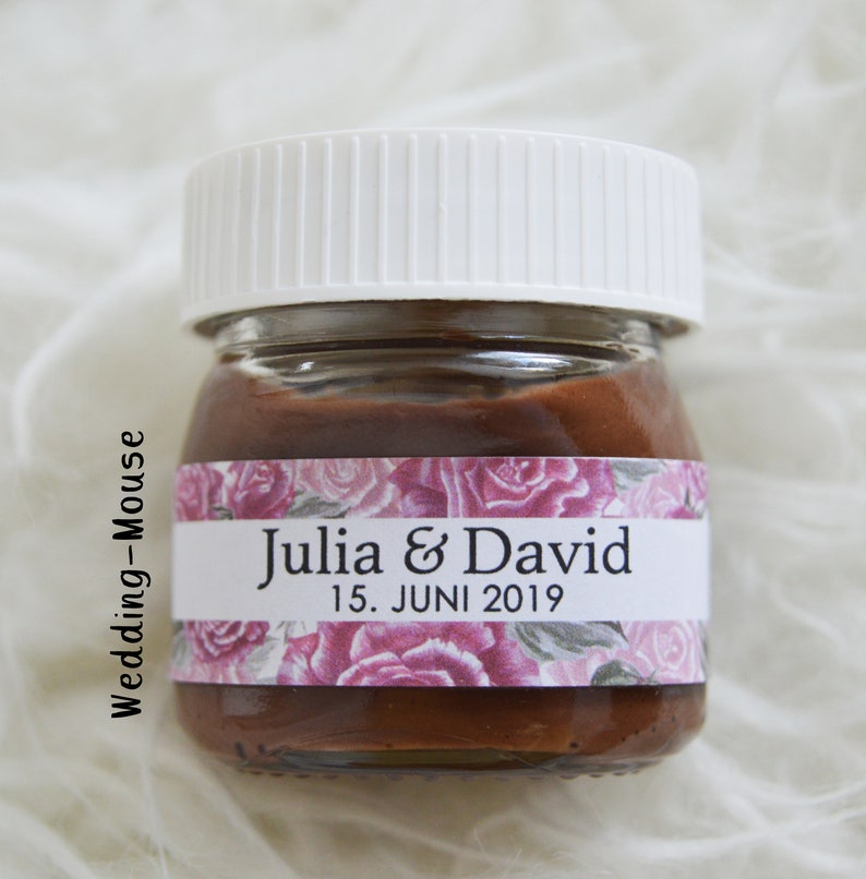 25x Nutella Mini Labels for 25g Guest Gift Wedding Vintage Flowers Personalised Favour Flowers romantic