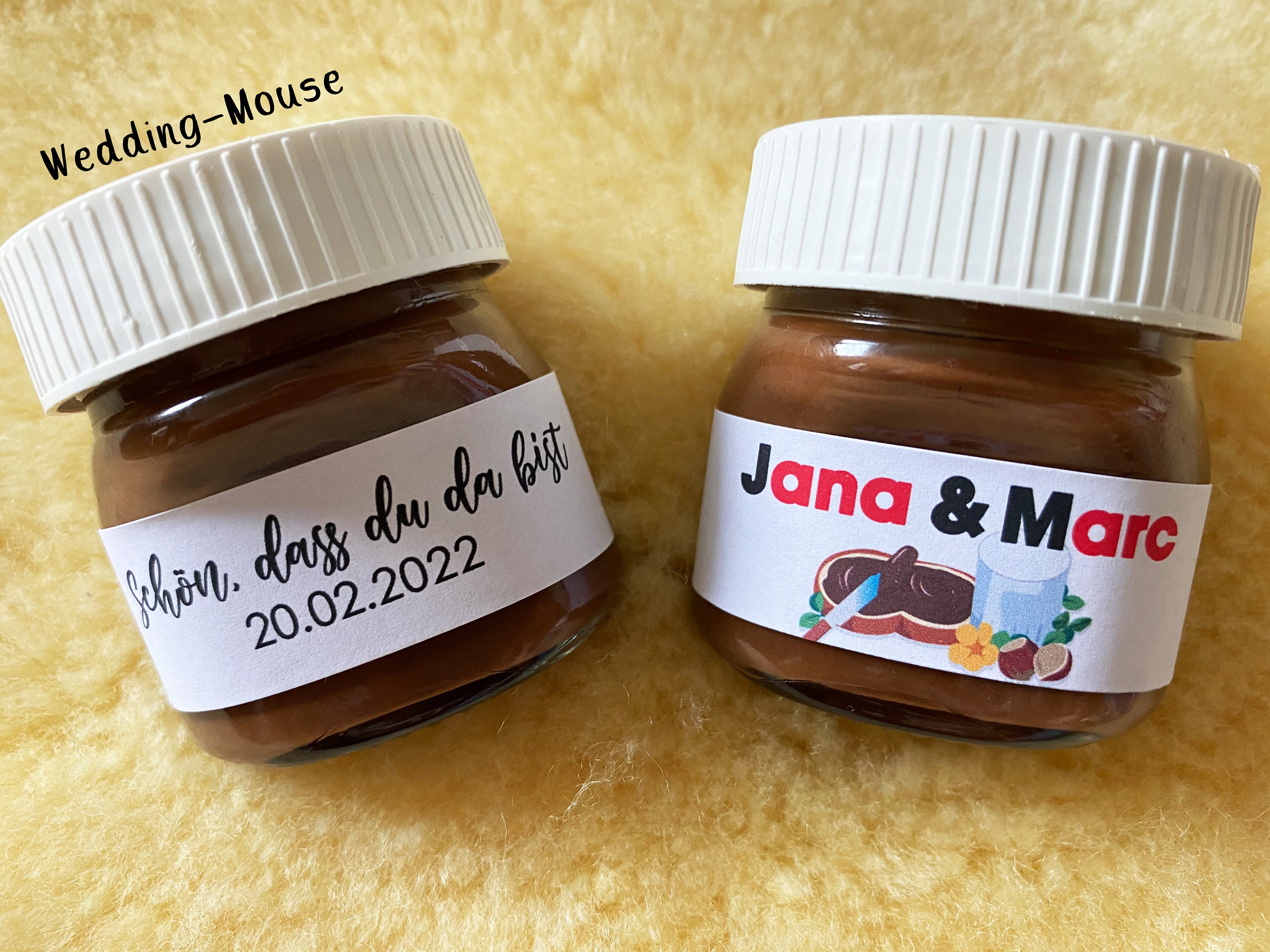 25x Nutella Mini Labels for 25g Guest Gift Wedding Vintage Giveaway Wedding  Favor Gift Flowers Personalized 