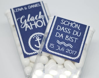 20x Tic Tac Etikett Gastgeschenk Maritim Hochzeit Anker Wedding Weddingfavor Nautisch Nautik Nautische Hochzeit Anker Favour Steuerrad