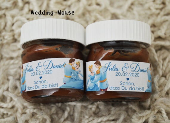 25x Nutella Mini Labels for 25g Guest Gift Vintage Giveaway Wedding Favor  Gift Cinderella Disney Mickey Wedding Personalised 
