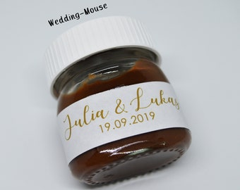 25x Nutella Etiketten für 25g Gastgeschenk Namen wedding favors wedding favours giveaway gift gold personalised