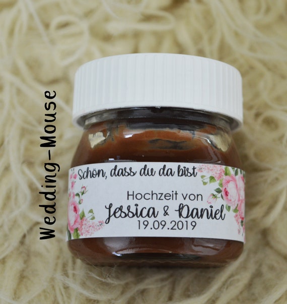 25x Nutella Mini Labels for 25g Guest Gift Wedding Vintage Giveaway Wedding  Favor Gift Flowers Personalized 