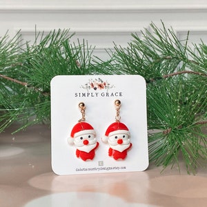 Mini Santa Clause gold stud dangle earrings Christmas gifts