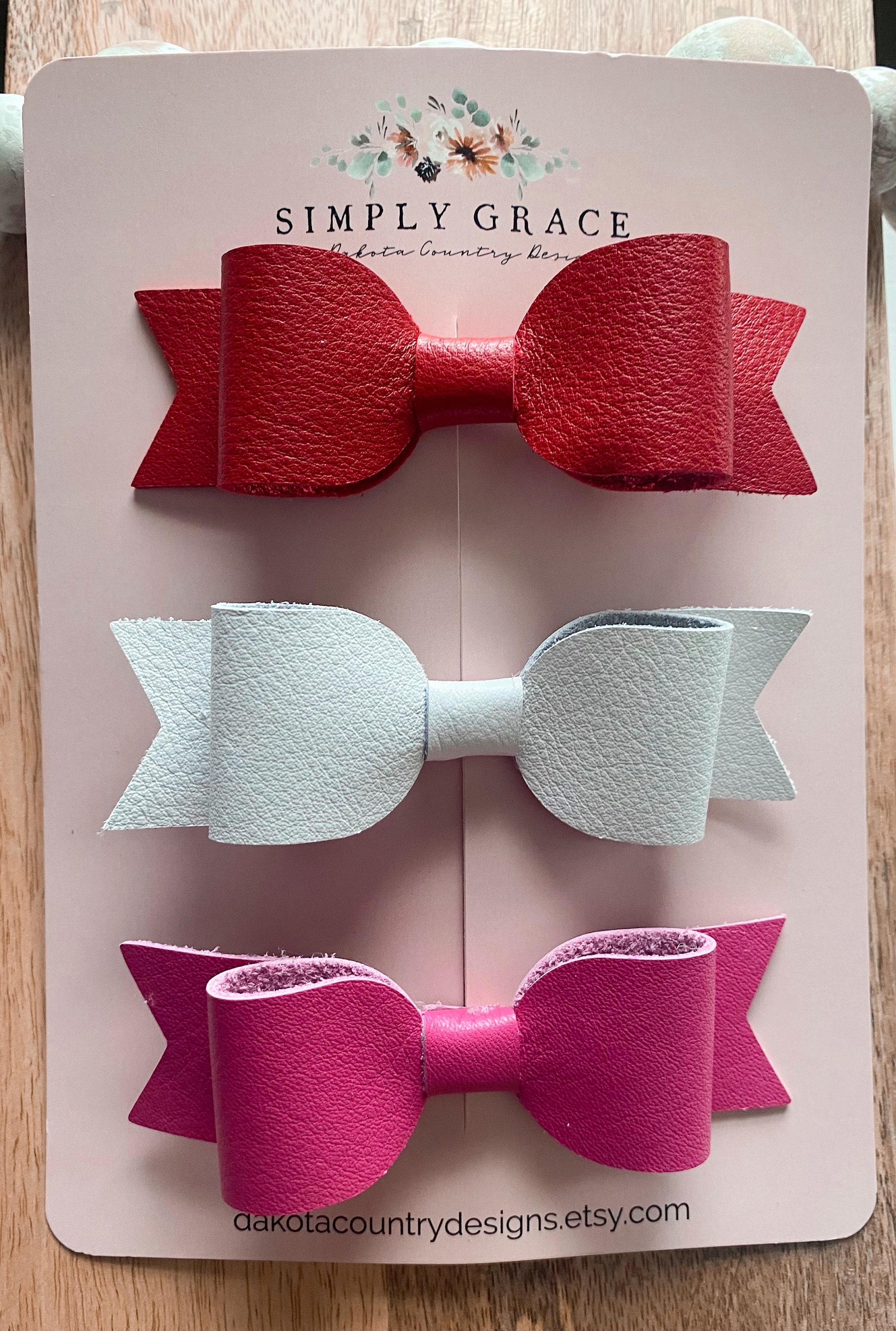 Genuine Leather Jordan hairbow clip baby headband super soft bow Valentines Day Collection birthday gift