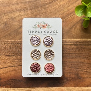 Pink, rose gold and crimson metallic 3 pair set stud earrings teacher gift mothers day present birthday gift